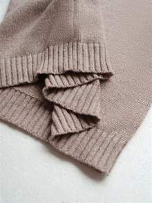 RONVEXI 男士休闲纯色针织衫，秋冬季 - 灰色 - 查看 7