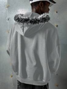 NEON BLANC Men's Fashion Studded Sweatshirt Long Sleeve Hooded Sweatshirt, Suitable For Autumn/Winter - Grey - View 3