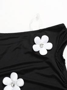 Fashionable & Elegant Knit Oblique Shoulder Snug Fit Dress For Teen Girls