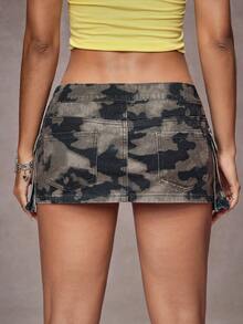 SHEIN Unity Y2K Fashion Casual Street Style Cargo Pocket Camouflage Low Waist Mini Skirt - Multicolor - View 2