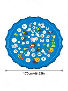 Large Splash Pad For Dogs Pets Outdoor Water Play Mat Heavy Duty PVC Sprinkler Fun Non Slip Cooling Letters Pool Summer Heat Relief Easy Drain Foldable Design