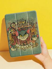 Tom and Jerry Artist x SHEIN 1个可爱卡通基础款平板电脑保护套，高端质感，简约全透明，柔软防摔硅胶材质，带折叠支架，是送给女孩和学生的完美礼物。兼容iPad 10代/iPad 7/8/9代（10.2英寸）/iPad Air 5/Air 4（10.9英寸）、iPad（A16）11英寸11代（2025款）。 - 彩色 - 查看 6