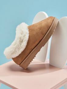 Mini mi #CozySteps 儿童毛绒动物友好型仿麂皮棕褐色保暖套脚靴 – 柔软舒适，让宝宝迈出快乐的步伐 - 駝色 - 查看 4