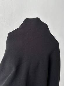 SHEIN Unity 1pc Women's Black Vintage Slim Fit Hooded Jacket, Thermal Lined With Faux Fur Collar, Casual/Commute Wear For Autumn/Winter - Black - View 7