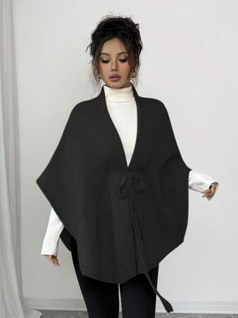 Rafferiza Modern Casual Date Lyxig Poncho Sjal Mångsidig Unik Elegant Damkofta Tröja, Höst/Vinter