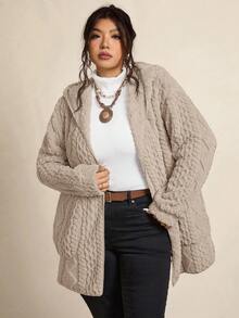 Freevana Chaqueta con capucha reversible y esponjosa con estampado de corazón - Marrón - Ver 7