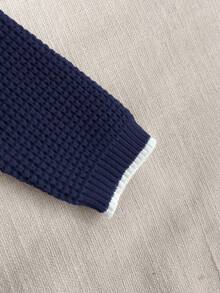 PrepCrw Baby Boy Collegiate Style Letter Embroidered Pullover Sweater