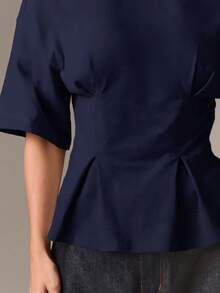 AiiRZ Peplum T Shirt With Cinched Waist And Flare Hem Design For Casual Office Wear