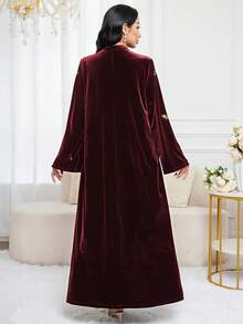 Al Najma V-Neck Embroidered Velvet Elegant Dress With Refined Charm