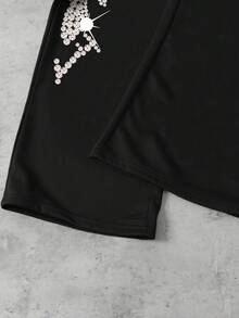ROMWE MEN Men's Letter Print Drawstring Waist Pocket Loose Fit Casual Sweatpants - Black - View 4