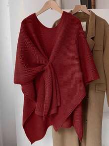 Franclia New Autumn/Winter Casual Elegant Personalized Shawl Collar Women Cardigan Sweater - Burgundy - View 6