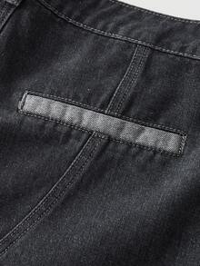ROMWE MEN Street Life Men's Minimalist Print Heavy Distressed Straight Leg Jeans - Grey - View 6