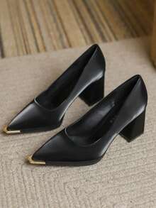 Zapatos de tacón alto de primavera y otoño negros con punta fina, versátiles, de moda, con estilo sexy, antideslizantes y sin puntera, Zapatos de tacón de mujer - Negro - Ver 7