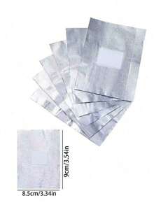 300 片铝箔指甲油卸甲棉片，吸水布块，2 英寸 x 3 英寸尺寸，适合家庭美甲和沙龙使用，可卸除凝胶指甲油、普通指甲油和亚克力指甲。 - 銀色 - 查看 6