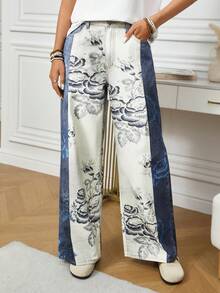 EMERY ROSE Quần jean ống rộng cạp cao họa tiết hoa thường ngày dành cho nữ - Nhiều màu - Xem 3