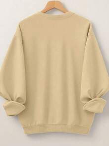 EMERY ROSE Plus Size Women's Sweater Weather Crew Neck Long Sleeve Sweatshirt Fall Sweatshirt, Retro Fall Crewneck, Cozy Sweater Weather, Fall Season