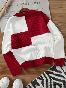 Manfinity Homme Men's Contrast Color Long Sleeve Single-Breasted Casual Knit Cardigan, Autumn/Winter - Red - View 2