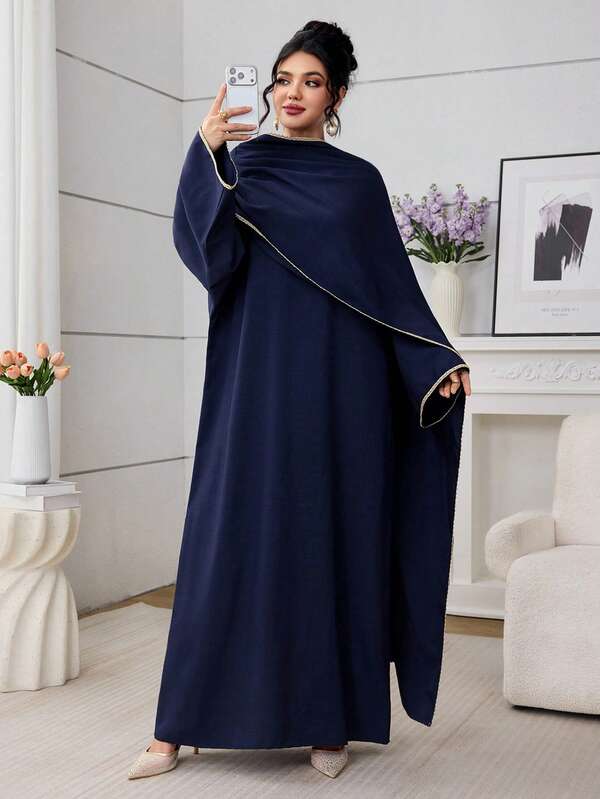 Al Najma Women's Elegant Minimalist Poncho Design Loose A-Line Arabic Style Dress