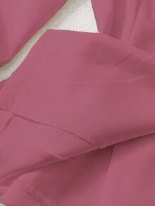 Franclia Áo khoác blazer nữ cổ bẻ tay bồng màu trơn cài hai hàng khuy thanh lịch - Hồng - Xem 3