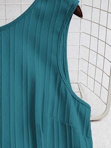 EMERY ROSE Women's Summer Woven Backless Tie Strap Sleeveless A-Line Ruffle Hem Casual Mini Dress - Blue - View 5