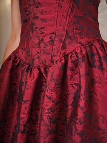 Relinas Robe vintage à fleurs 3D gaufrées sans dos, à volants, sans manches. Robe de vacances, robe de soirée élégante rétro pour femmes