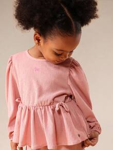 SUMWON Girls Crinkle Peplum Top And Wide Leg Pants Matching Outfit Set For Spring Summer Vacation - Pink - View 5