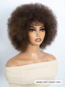 非洲假发，真人发，佩戴方便，无需胶水，非洲卷发假发，棕色混色，70年代风格，蓬松非洲假发，大号假发 - S2/30 - 查看 4