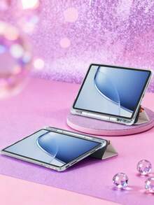 THE POWERPUFF GIRLS X SHEIN 1个可爱创意卡通花朵、泡泡、毛茛图案简约透明防震时尚平板电脑保护套，万圣节和圣诞节礼物，兼容三星Galaxy Tab、iPad 10代、iPad 7/8/9代（10.2英寸） - 彩色 - 查看 6