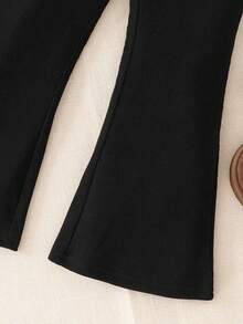 SHEIN 3pcs Set: Knitted Plaid Short Jacket, Solid Color Knitted Camisole, And Flared Pants - Brown - View 5