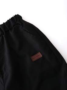 Vacaura 2 Stücke/Set Teenager Sommer Lässig Hemd mit Knöpfen und weite Passform Hose, geeignet für den täglichen Gebrauch - Schwarz - Übersicht 3