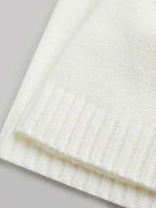 SHEIN Girlism Teen Girls' White Off Shoulder Flare Sleeve Cropped Knit Sweater, Autumn/Winter - White - View 4