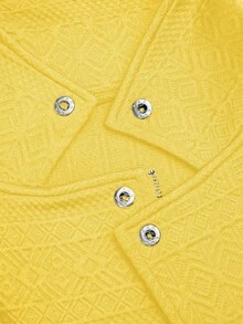 GlowEve Textured Fabric Zip-Up Casual Motorcycle Jacket With Lapel Collar - Yellow - View 4