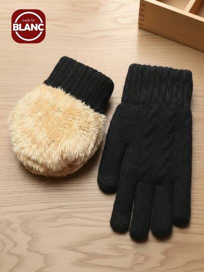 1 双女士冬季双层加厚触屏手套 + 1 双针织保暖内衬全指手套，非常适合跑步、驾驶、骑自行车、派对、徒步旅行、打字、游戏等。万圣节配饰冬季手套