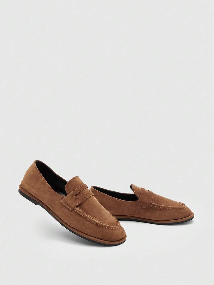 CUCCOO BIZCHIC Women's Brown Buckle Simple Round Toe Flat Shoes, Elegant, Casual, Comfortable, Slip-On, Suitable For Work, Commute, Versatile, Formal Occasions