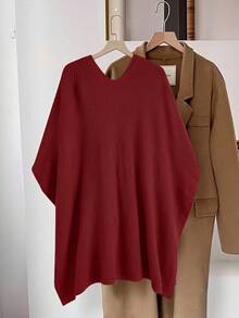 Franclia New Autumn/Winter Casual Elegant Personalized Shawl Collar Women Cardigan Sweater - Burgundy - View 2