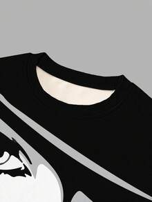 Rovax 女士修身长袖圆领T恤，印有面部特征图案 - 彩色 - 查看 4