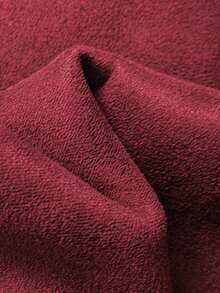 Elamini 棕色绒面革保暖内衬仿羊羔绒领翻领拉链口袋落肩长袖宽松外套，时尚街头风复古优雅高端简约设计，适合休闲、外出、约会、秋冬季穿着。 - 酒紅色 - 查看 7