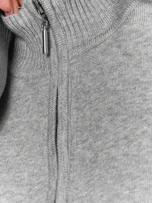 MUSERA Cárdigan de cuello de embudo con cremallera, de punto jaspeado, solo para ropa de estar en casa en invierno, acogedor, trabajo, lindo, elegante, suéter casual de primavera - Gris - Ver 9