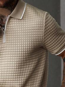 Manfinity CasualCool Polo a maniche corte casual da uomo con colori a contrasto - Cachi - Visualizzare 4