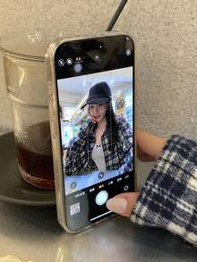DAZY 女士格子落肩长袖单排扣休闲宽松衬衫 - 藍白色 - 查看 4