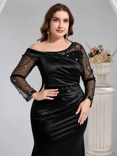 Coutiva فستان سهرة فاخر للمقاسات الكبيرة، فستان رسمي راقي، أنيق ومتطور