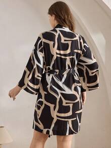 Ocili Bata cómoda y casual de talla grande con patrón abstracto suave, elegante y confortable para el otoño e invierno - Multicolor - Ver 3