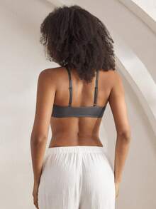 Ocili 100% 纯棉前开合简约品质舒适柔软前开合女士文胸 - 灰色 - 查看 3