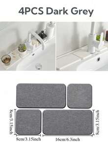 1/4PCS Kitchen Faucet Mat - Diatomite Splash Guard For Sink, Quick-Drying Water Absorbing Stone Tray Includes Sandpaper Suitable For Kitchen Sink Bathroom Bath Tub Quick Dry Non-Slip Easy To Clean,17.7x3.9in,23.6x3.9in - Multicolor - View 18