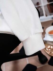 LOONEY TUNES X SHEIN 男士秋季休闲卡通字母图案圆领卫衣 - 白色 - 查看 3