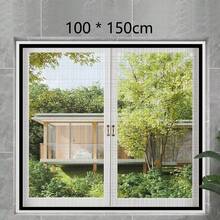1-Pack Black Tricolor Window Screen, Rectangular Self-Adhesive Mesh With Zipper For Dustproof, Invisible Mosquito & Insect Protection, Perfect For Summer Home Use - Black - View 7