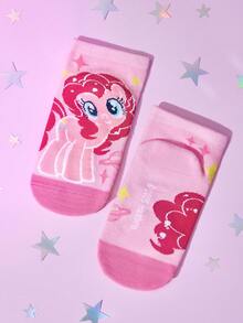 My Little Pony X SHEIN 3 Pairs Girls Cotton Soft & Breathable Moisture-Wicking Kids Short Socks Colorful Cute Cartoon Pattern Ankle Socks Reinforced Toe & Heel For Durability All Seasons All-Match School & Outdoor Summer Winter,Twilight Sparkle&Pinkie Pie&Rainbow Dash,Purple&Pink&Blue,Unicorn,Gift Ideas - Multicolor - View 5