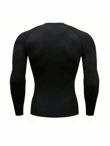 GymBeat Men's Black Stretch Sports Tee With Round Neck And Wrist-Length Sleeves Long Sleeve Compression Shirt Men Compression Shirt Rash Guard Men Compression Shirt Men - Black - View 2