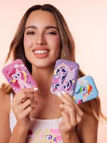 My Little Pony X SHEIN 可爱图案印花PU皮革材质粉色可折叠高清便携镜，可独立支撑或手持，轻巧便携，方便检查妆容细节，适合旅行和通勤，独角兽、暮光闪闪、碧琪、云宝黛西图案，紫色、粉色、蓝色 - 彩色 - 查看 2