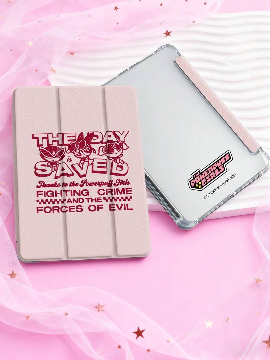 THE POWERPUFF GIRLS X SHEIN 1pc Cute And Creative Cartoon Collaboration, High-End Texture, Simple, Fully Transparent, Shockproof And Fashionable Pad Case, Halloween And Christmas Gift, Compatible With Samsung Galaxy Tab & IPad - Multicolor - View 1